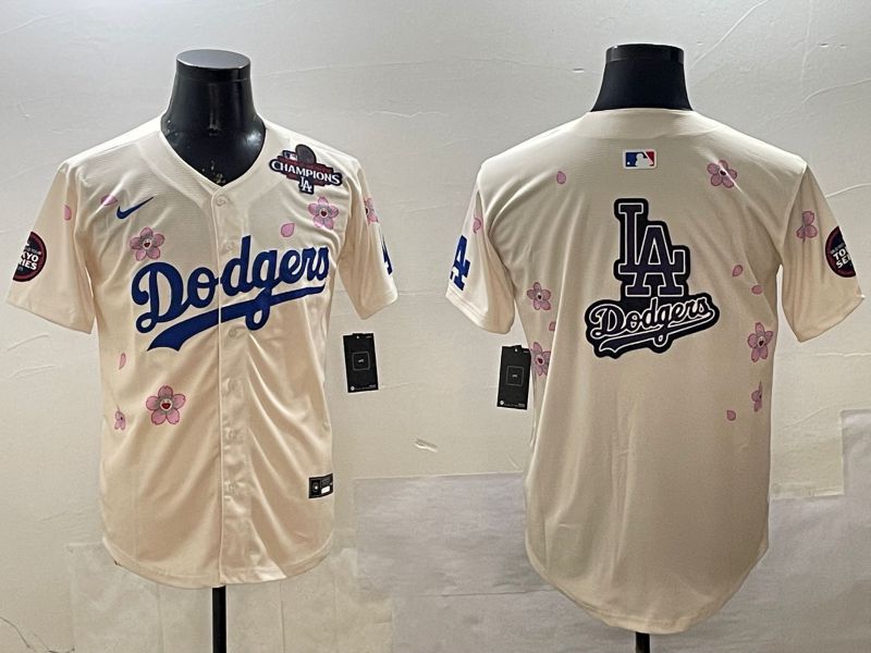 Men Los Angeles Dodgers Blank Cream Sakura Edition 2025 Nike MLB Jersey style 22->los angeles dodgers->MLB Jersey